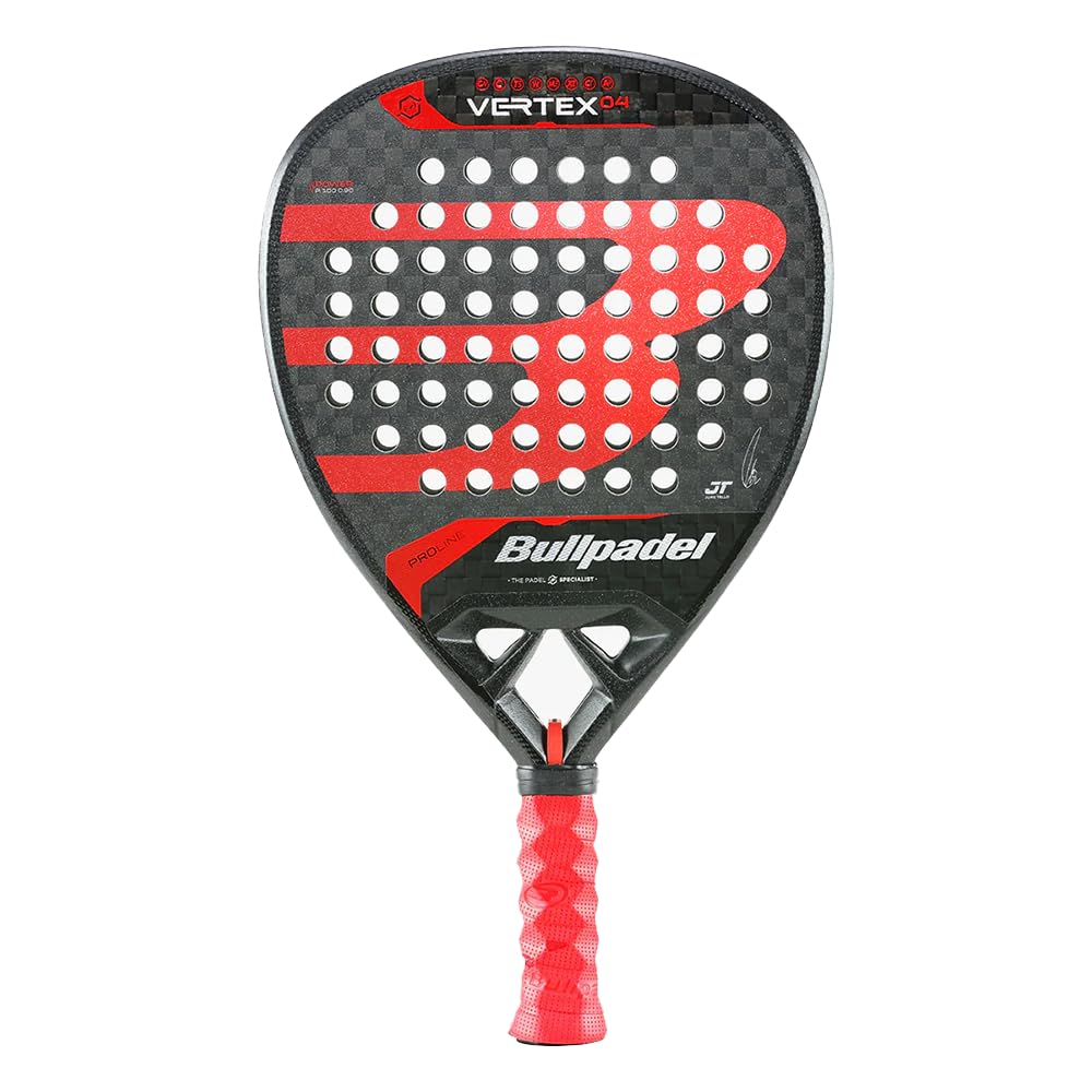 Front face of the Bullpadel Vertex Padel racket in red and black.