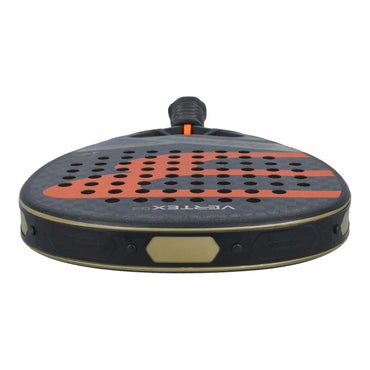 Top view of the Bullpadel vertex padel racket in orange and black.