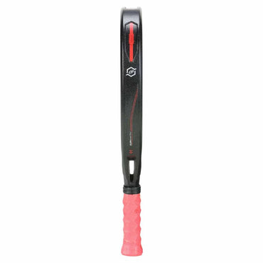 Side view of the Bullpadel Vertex Padel racket in red and black.