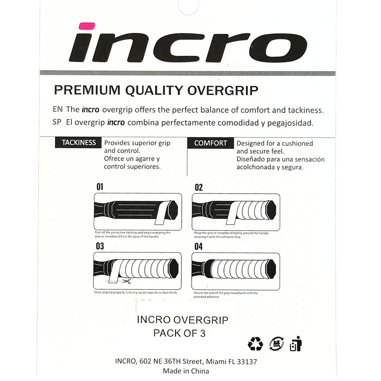 INCRO OVERGRIP WHITE PERFORATED PACK 3 UNITS