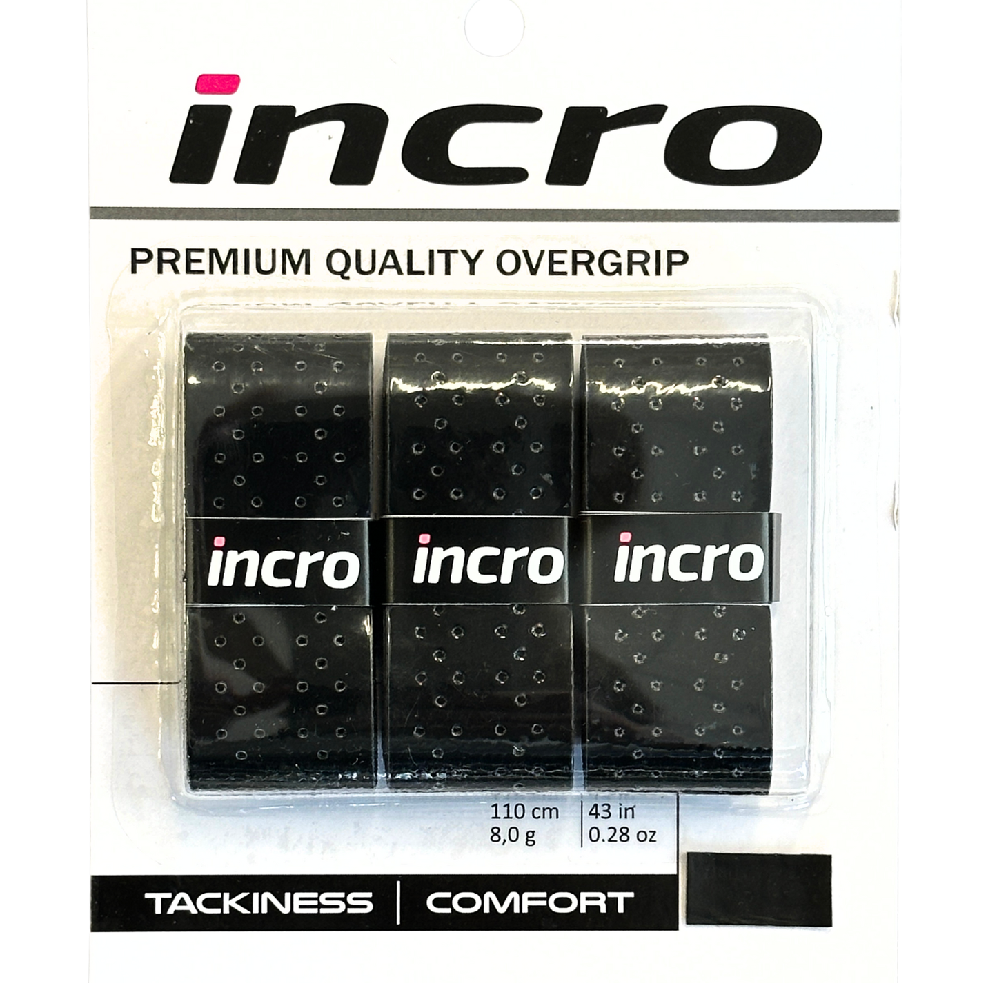 INCRO OVERGRIP BLACK PERFORATED PACK 3 UNITS