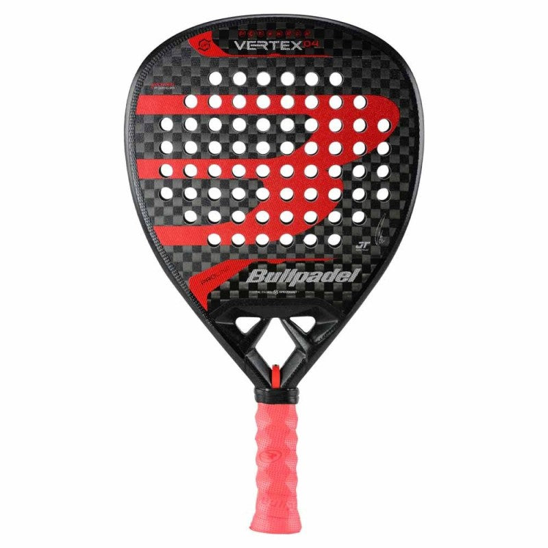 Front face of the Bullpadel Vertex Padel racket in red and black.