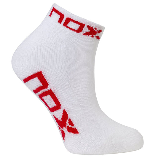 NOX ANKLE LENGTH WHITE WITH RED LOGO WOMEN'S TECHNICAL SOCKS (Pack of 6 pairs)