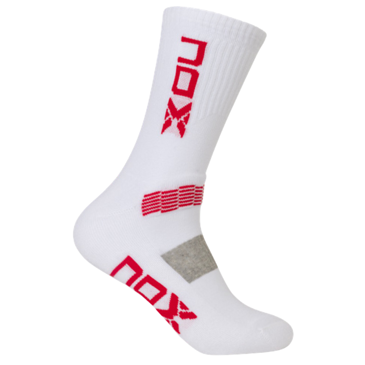 NOX Mid Length Technical Socks for Men White Red Logo One Pair Size 39 to 45