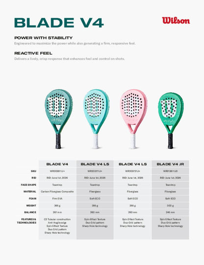 Wilson Blade JR V4 Junior Tennis Racket 2026 Lightweight Youth Model