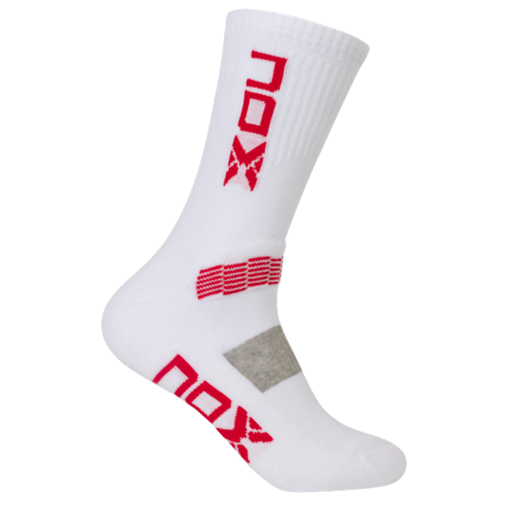 NOX MID LENGTH WHITE WITH RED LOGO MEN'S TECHNICAL SOCKS. 39-45 (Pack of 6 pairs)