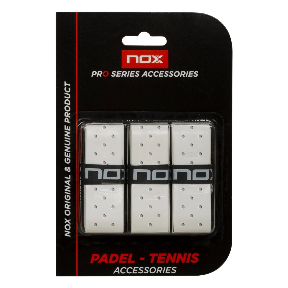 NOX BLISTER WITH 3 WHITE PRO PERFORATED OVERGRIPS